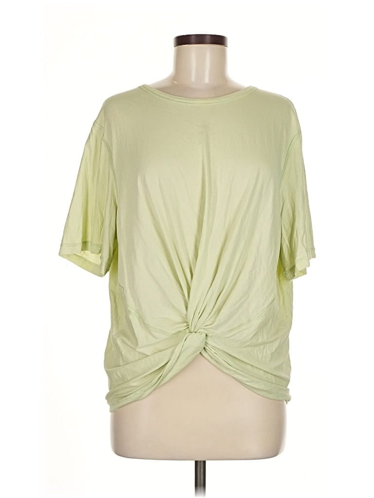 Pre-owned Lululemon Athletica Short Sleeve Top Green Crew Neck Tops