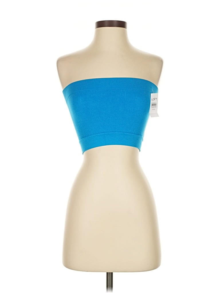 Pre-owned Ann Taylor Loft Tube Top Blue Strapless Neckline Tops