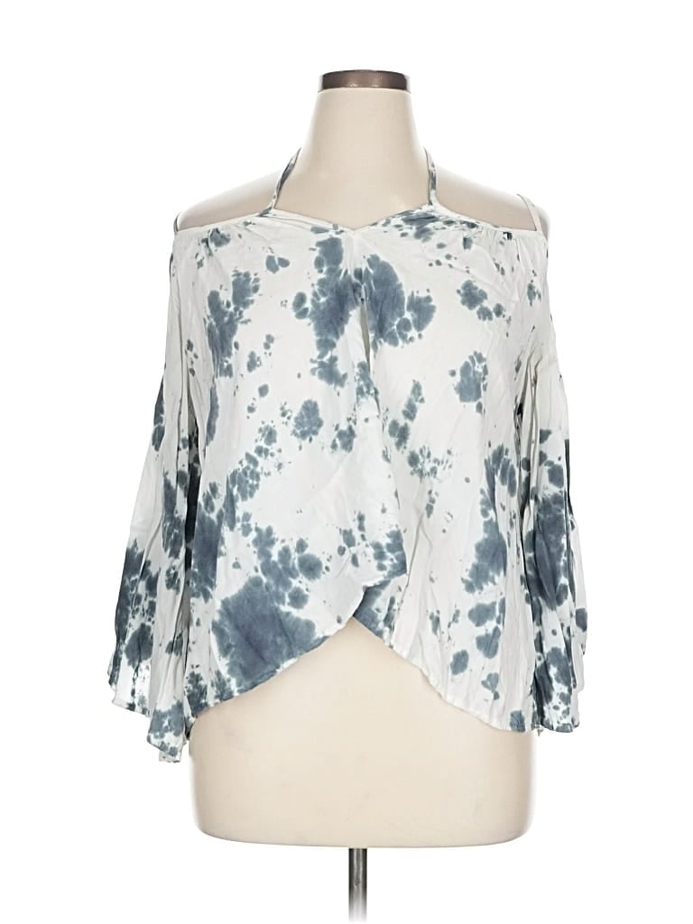 Pre-owned Style Envy 3/4 Sleeve Blouse In Silver