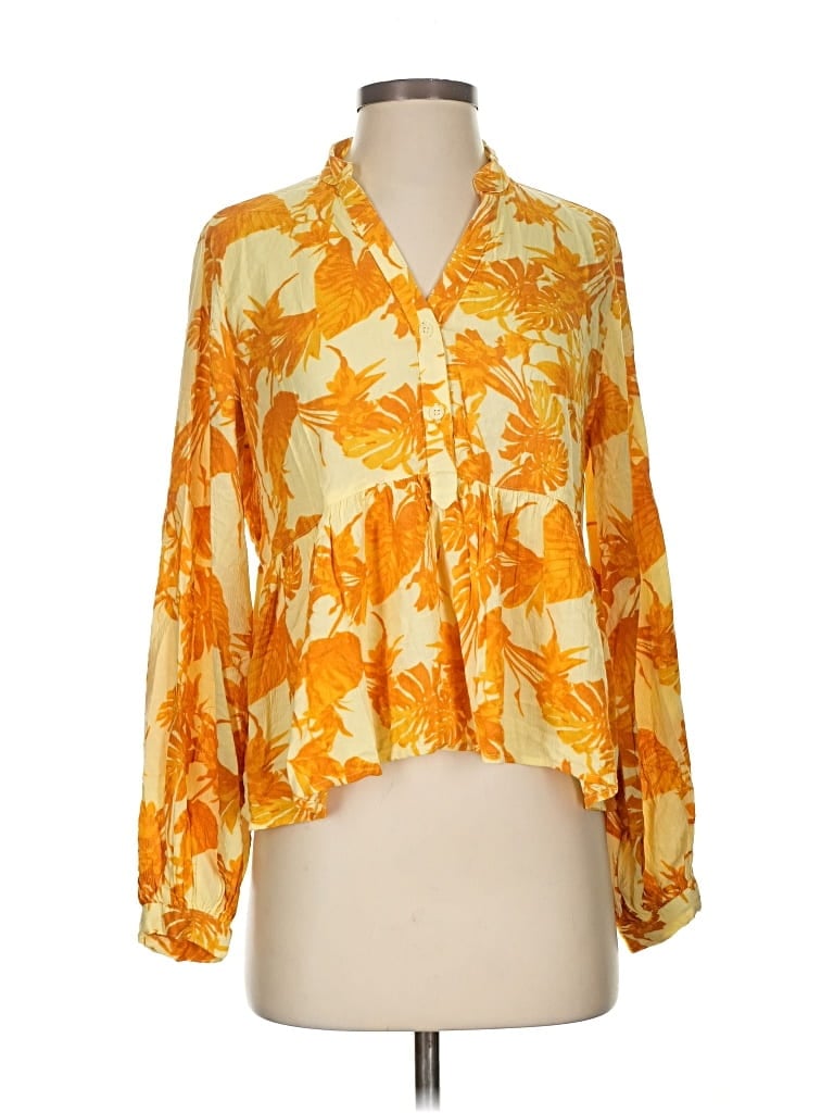 Pre-owned Banana Republic Factory Store 3/4 Sleeve Blouse In Yellow