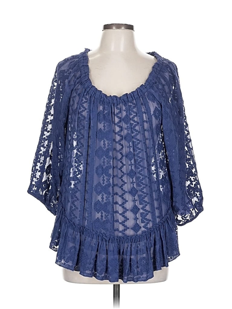 Pre-owned Rebecca Taylor 3/4 Sleeve Blouse In Blue