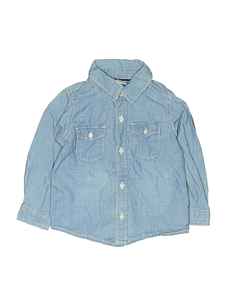 Pre-owned Carter's Kids' Long Sleeve Button Down Shirt In Blue