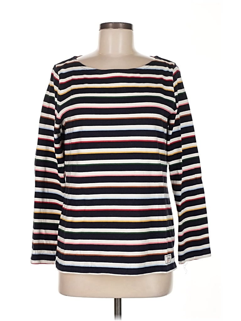 Pre-owned Talbots Long Sleeve Top Blue Stripes Pattern Boatneck Tops
