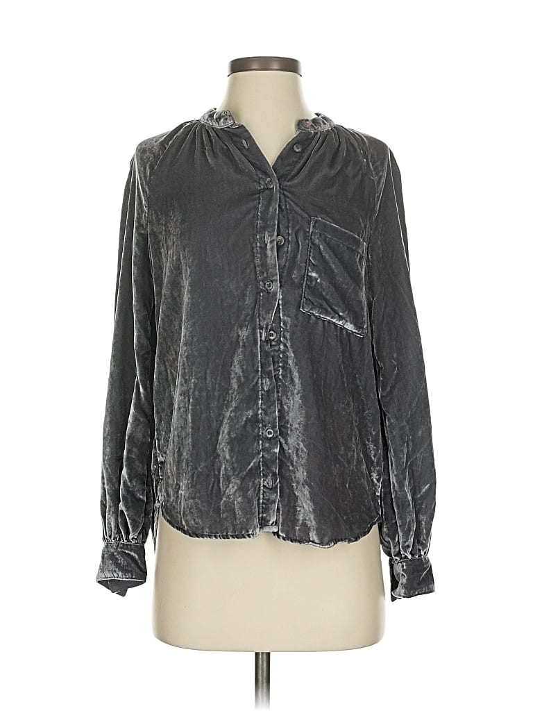 Pre-owned Pilcro Long Sleeve Blouse In Silver