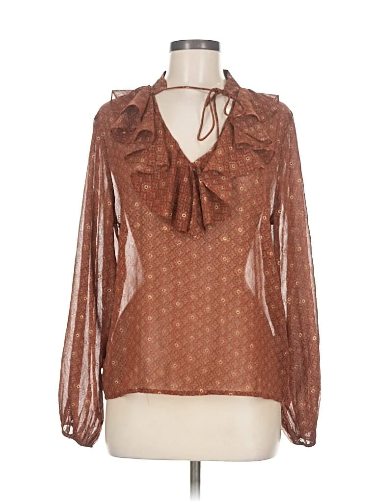 Pre-owned Molly Bracken Long Sleeve Blouse In Brown