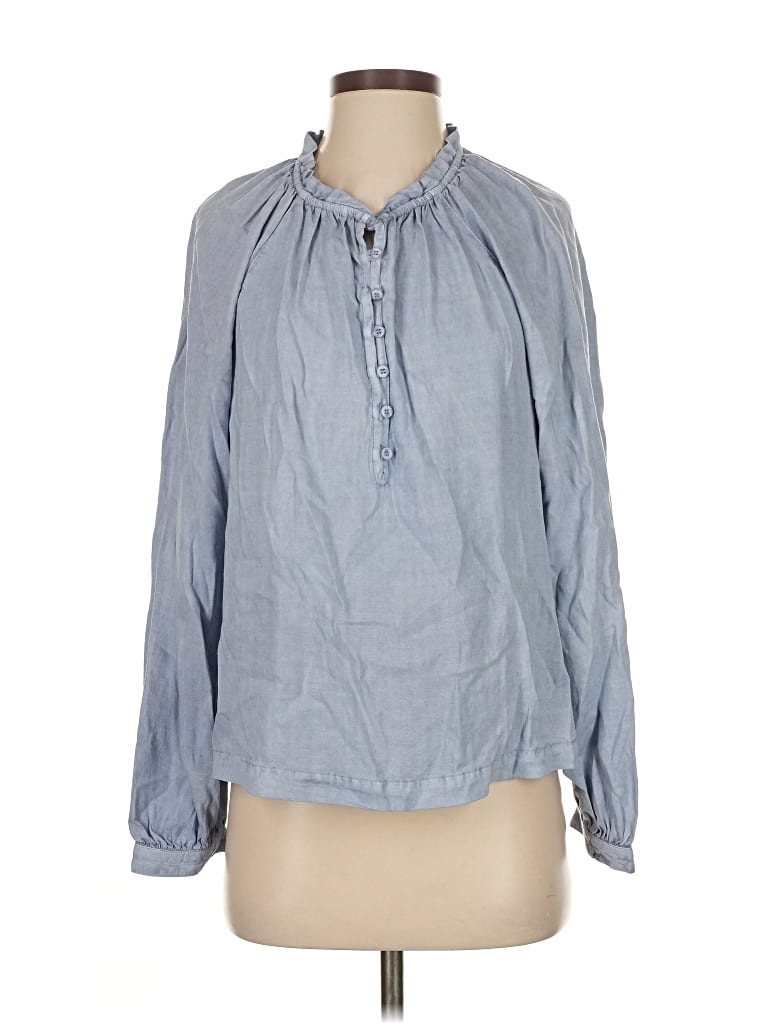 Pre-owned Cloth & Stone Long Sleeve Blouse In Blue