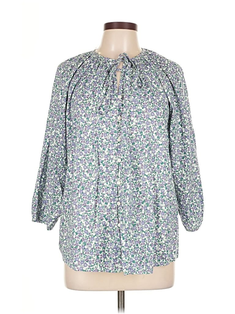 Pre-owned St. John's Bay 3/4 Sleeve Blouse In Green