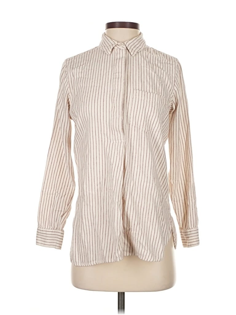 Pre-owned Madewell Long Sleeve Blouse In White