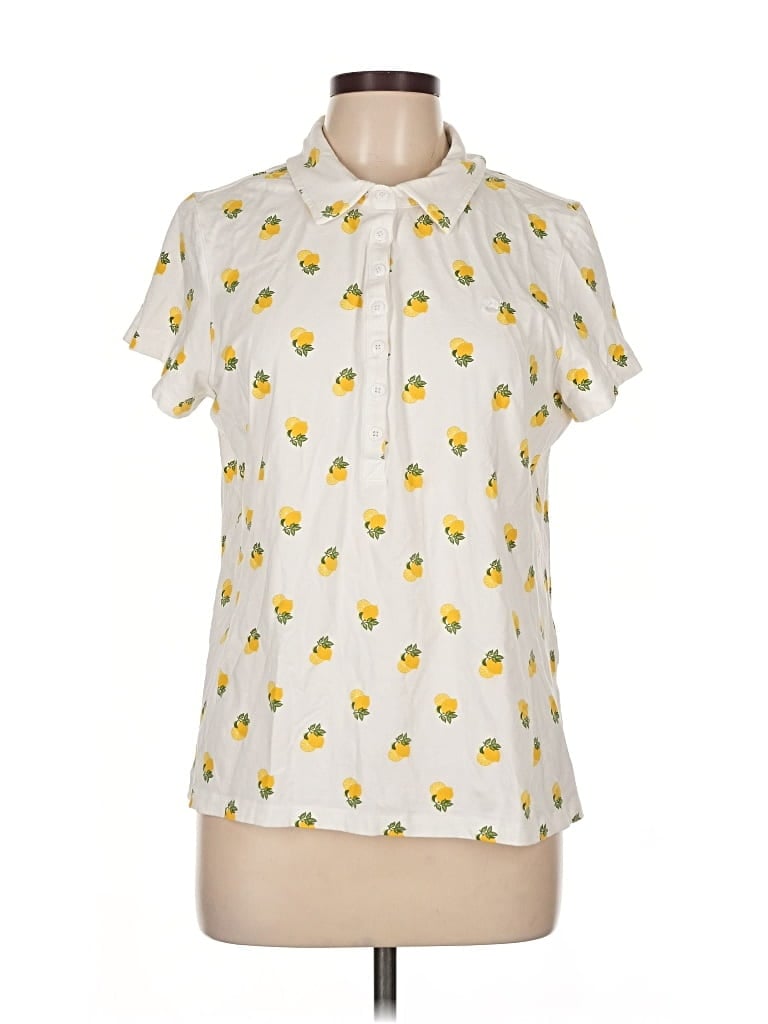 Pre-owned Gloria Vanderbilt Short Sleeve Polo Shirt In Yellow