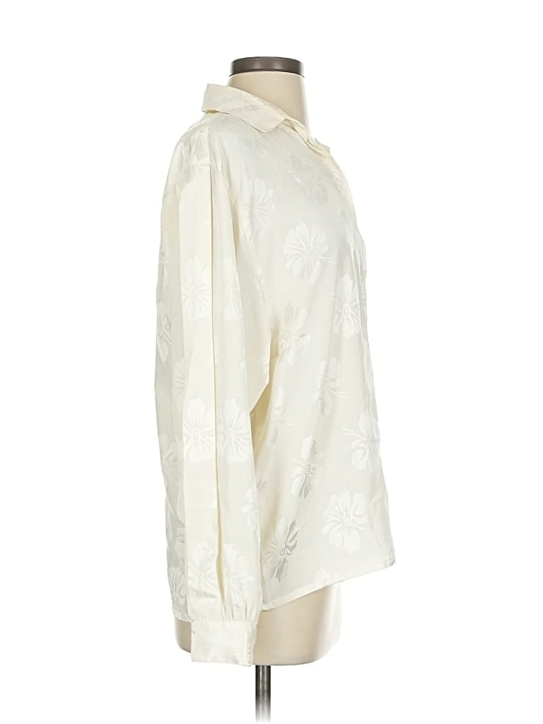 Pre-owned Jaeger Long Sleeve Blouse In White