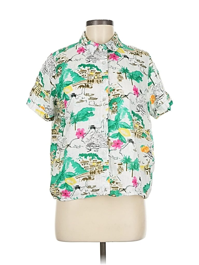 Pre-owned Cynthia Rowley Tjx Short Sleeve Blouse In Green