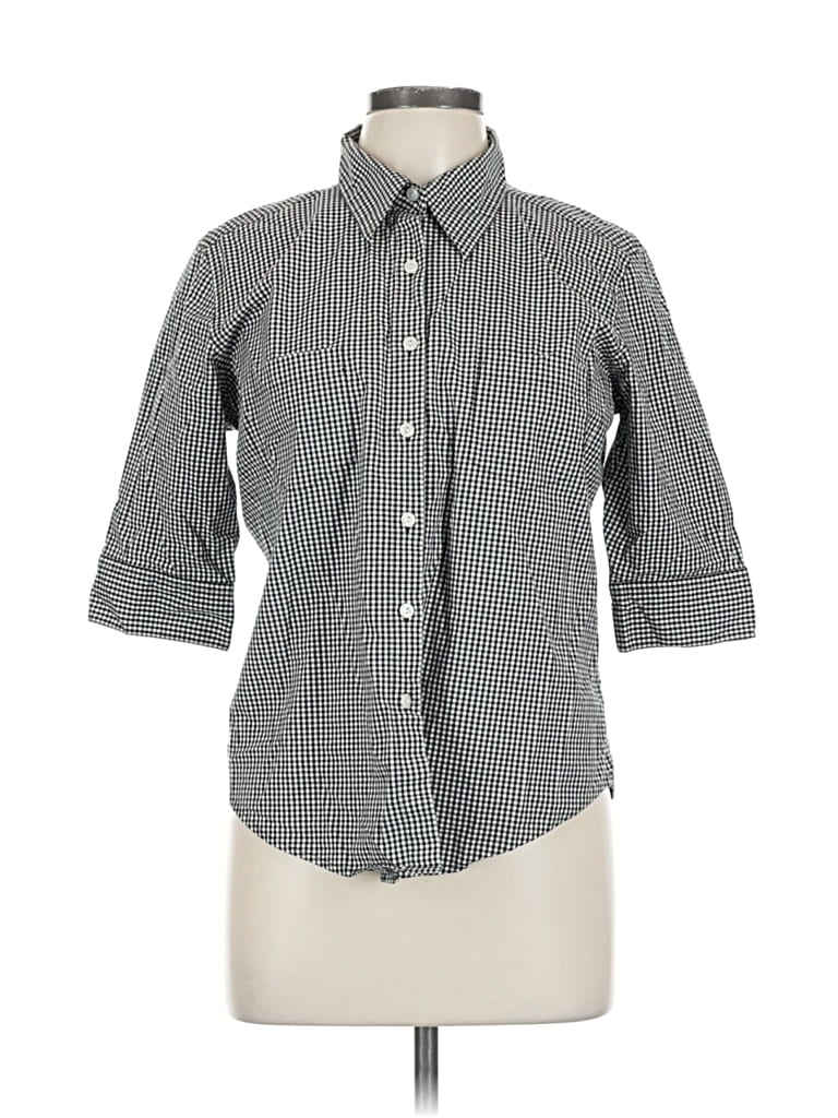 Pre-owned Gap Factory Store 3/4 Sleeve Button Down Shirt In Gray