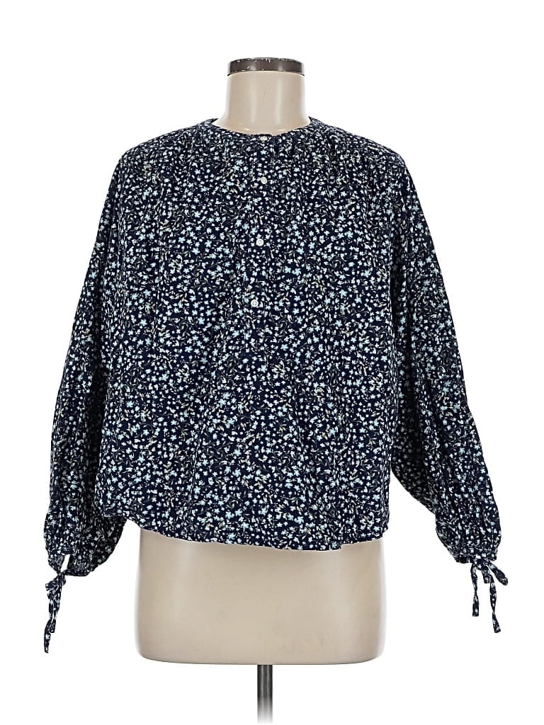 Pre-owned Old Navy Long Sleeve Blouse In Blue