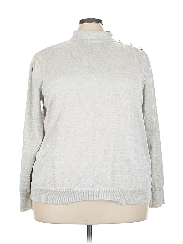 Pre-owned Liz Claiborne Long Sleeve Top Gray Turtleneck Tops