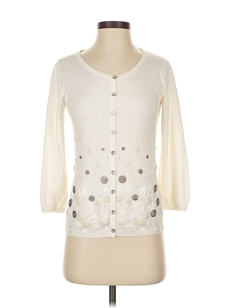 Pre-owned Boden Cardigan Sweater In White