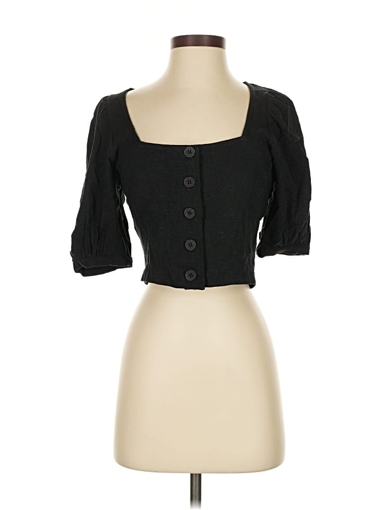 Pre-owned Rachel Pally Short Sleeve Top Black Sweetheart Neckline Tops