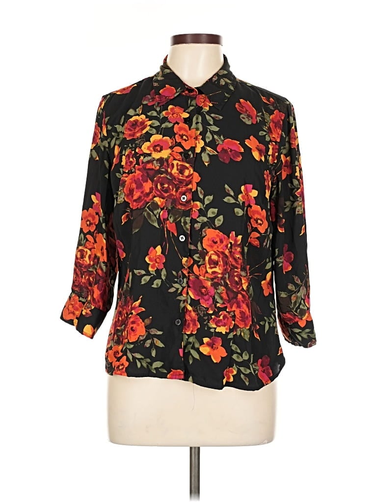 Pre-owned Laura Scott 3/4 Sleeve Blouse In Black