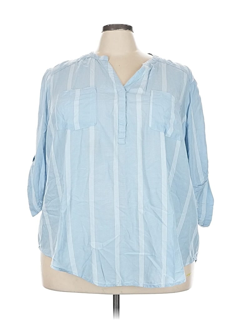 Pre-owned Torrid 3/4 Sleeve Blouse In Blue
