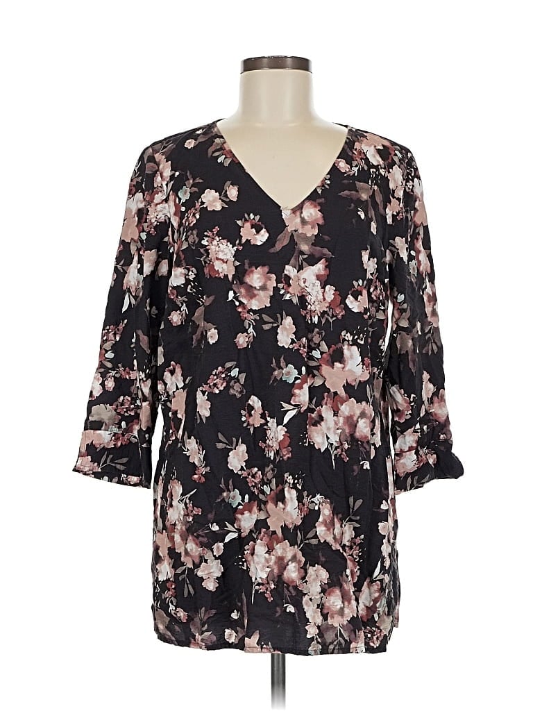 Pre-owned Jjill 3/4 Sleeve Blouse In Black