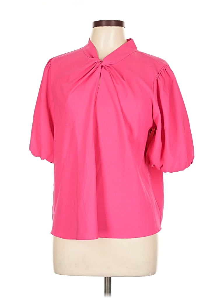 Pre-owned Ann Taylor Loft Short Sleeve Blouse In Pink