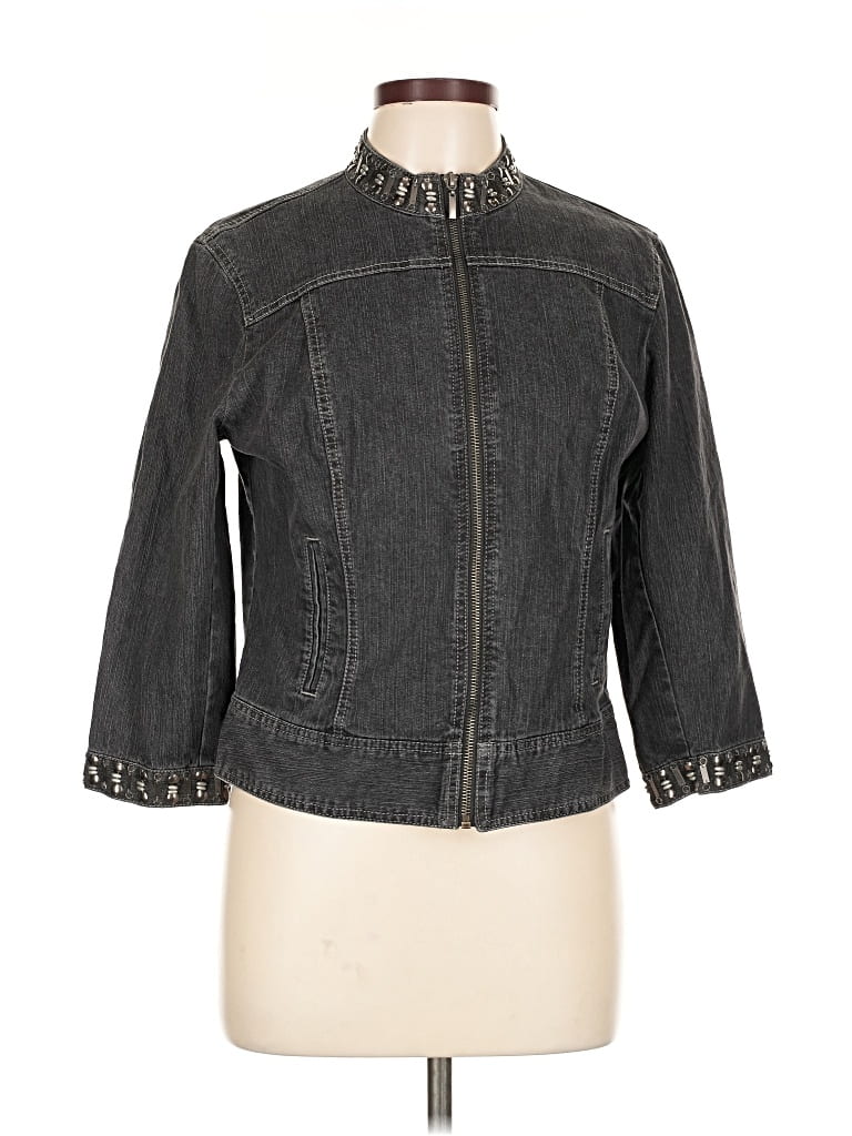 Pre-owned Ruby Rd. Denim Jacket In Gray