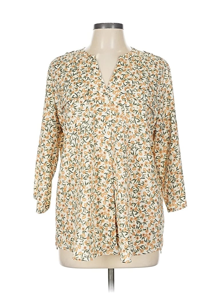 Pre-owned Calvin Klein 3/4 Sleeve Blouse In White