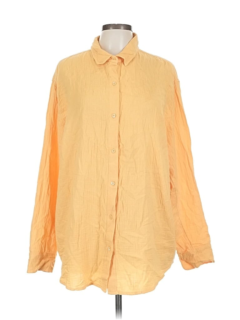 Pre-owned Wilfred Free Long Sleeve Button Down Shirt In Orange