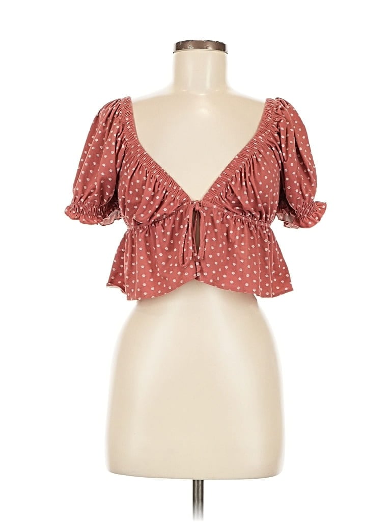 Pre-owned Urban Outfitters Short Sleeve Blouse In Brown