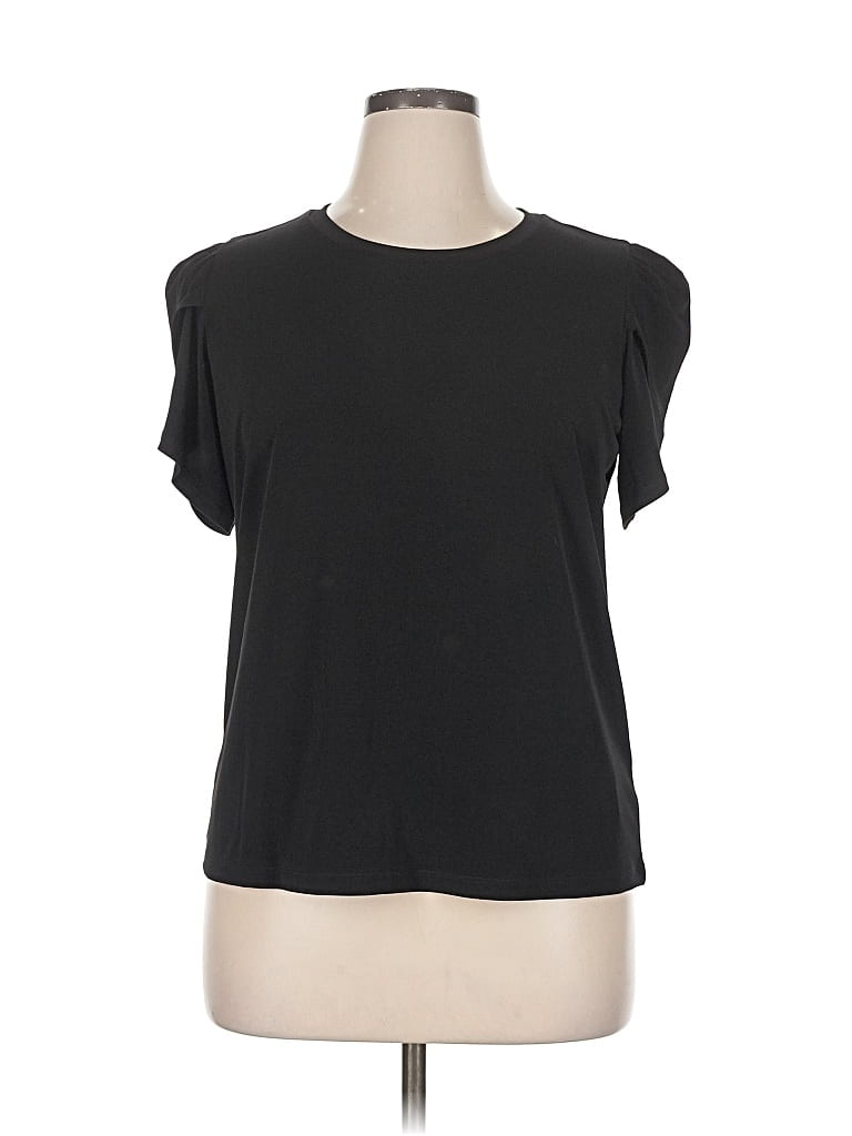 Pre-owned Michael Michael Kors Short Sleeve Top Black Crew Neck Tops