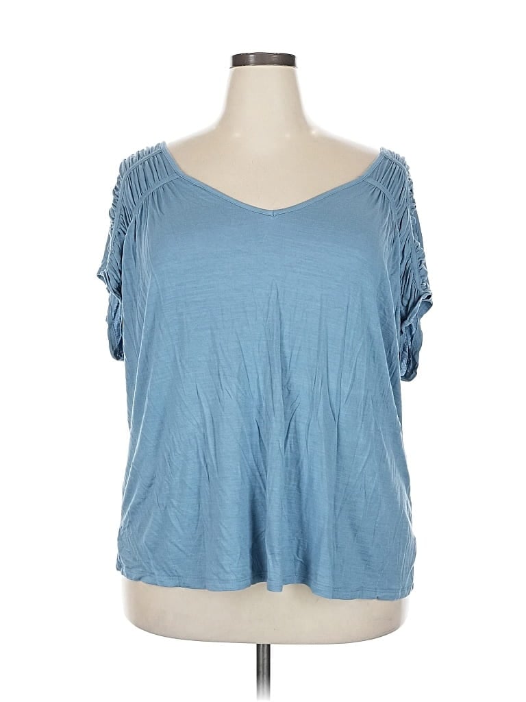 Pre-owned Torrid Short Sleeve Top Blue Sweetheart Neckline Tops