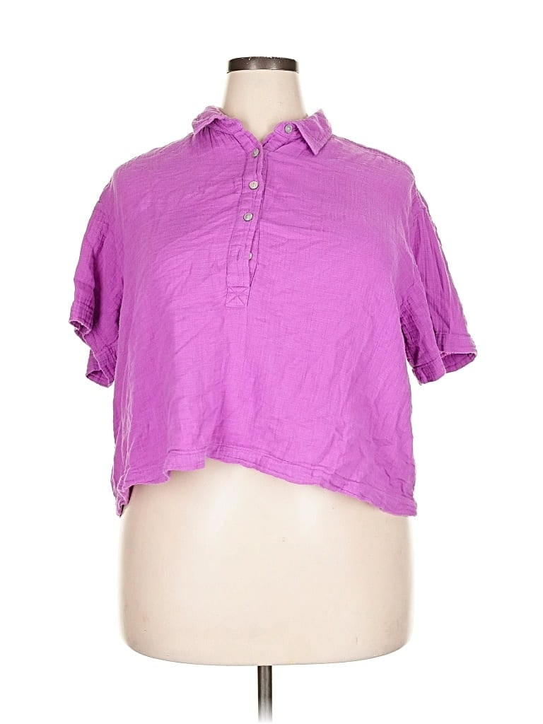Pre-owned Time And Tru Short Sleeve Blouse In Purple