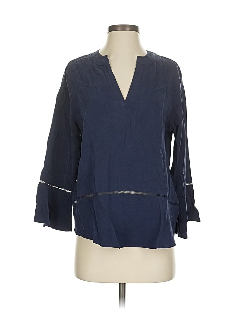 Pre-owned Soft Surroundings 3/4 Sleeve Blouse In Blue