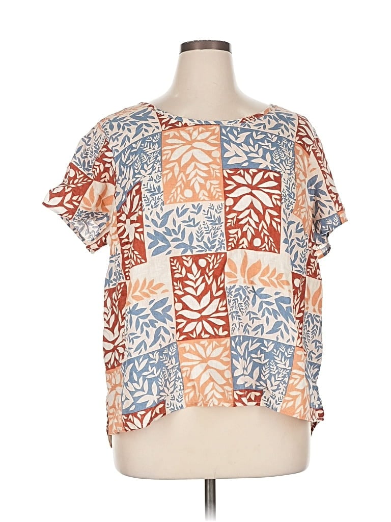 Pre-owned Sigrid Olsen Short Sleeve Blouse In Orange