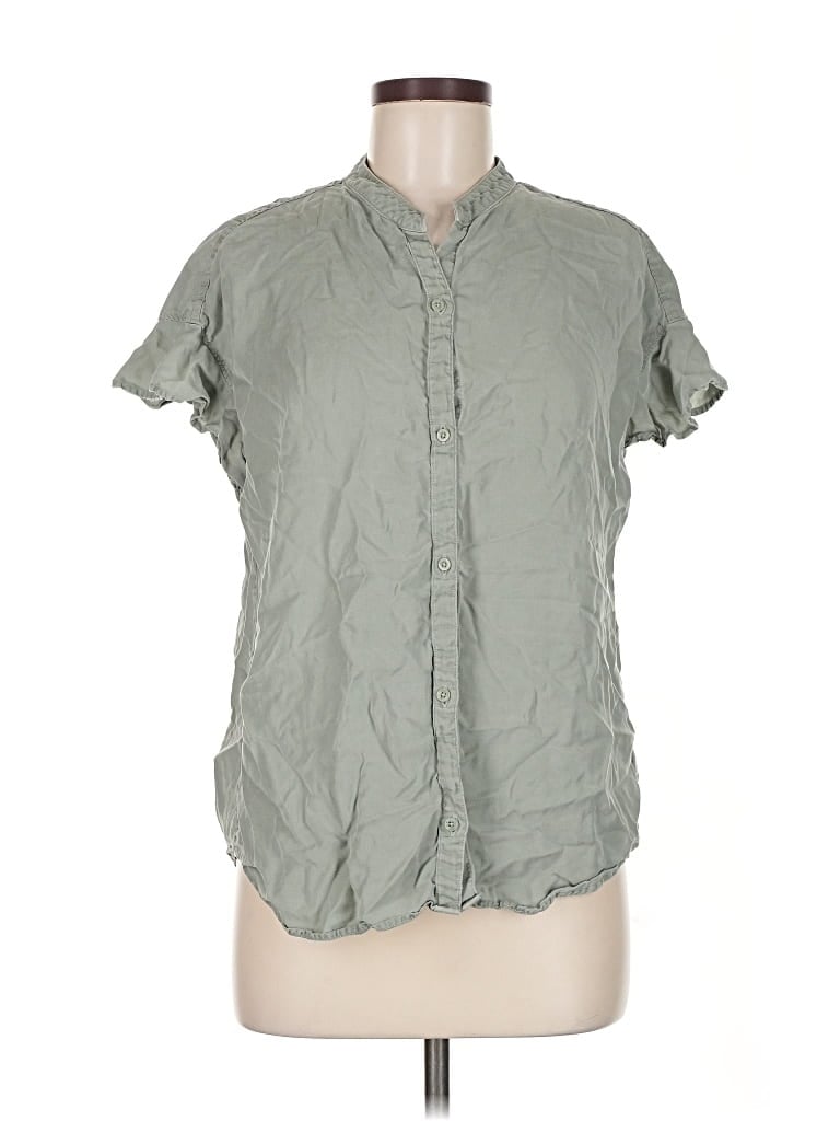 Pre-owned Cloth & Stone X Anthropologie Short Sleeve Blouse In Green