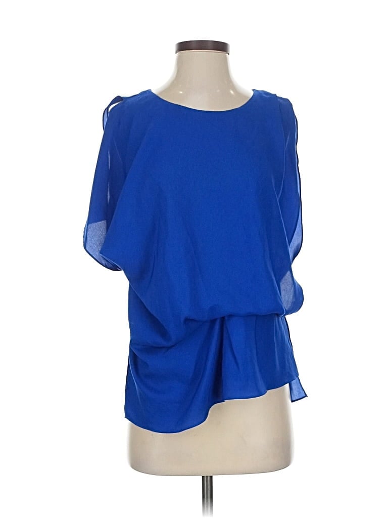 Pre-owned Saks Fifth Avenue Short Sleeve Blouse In Blue