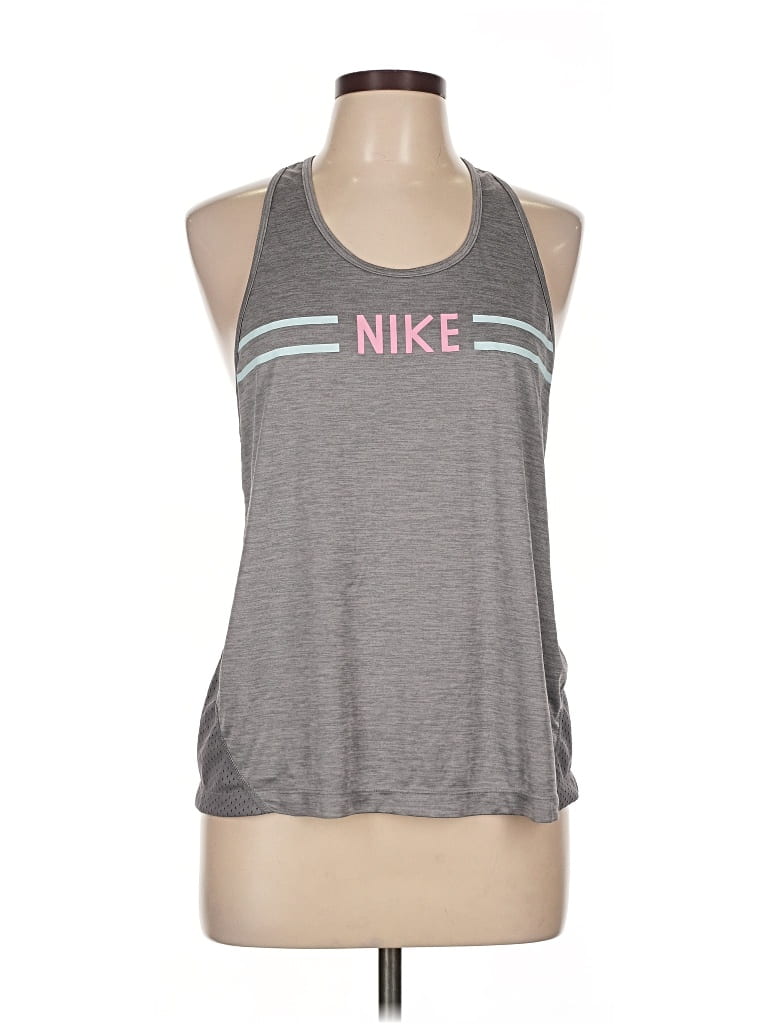 Pre-owned Nike Tank Top Gray Halter Neckline Tops