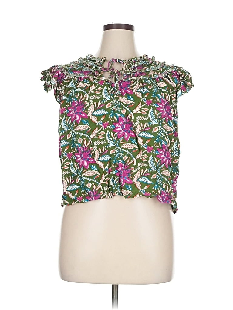 Pre-owned Jennifer & Grace Tank Top Green Strapless Neckline Tops