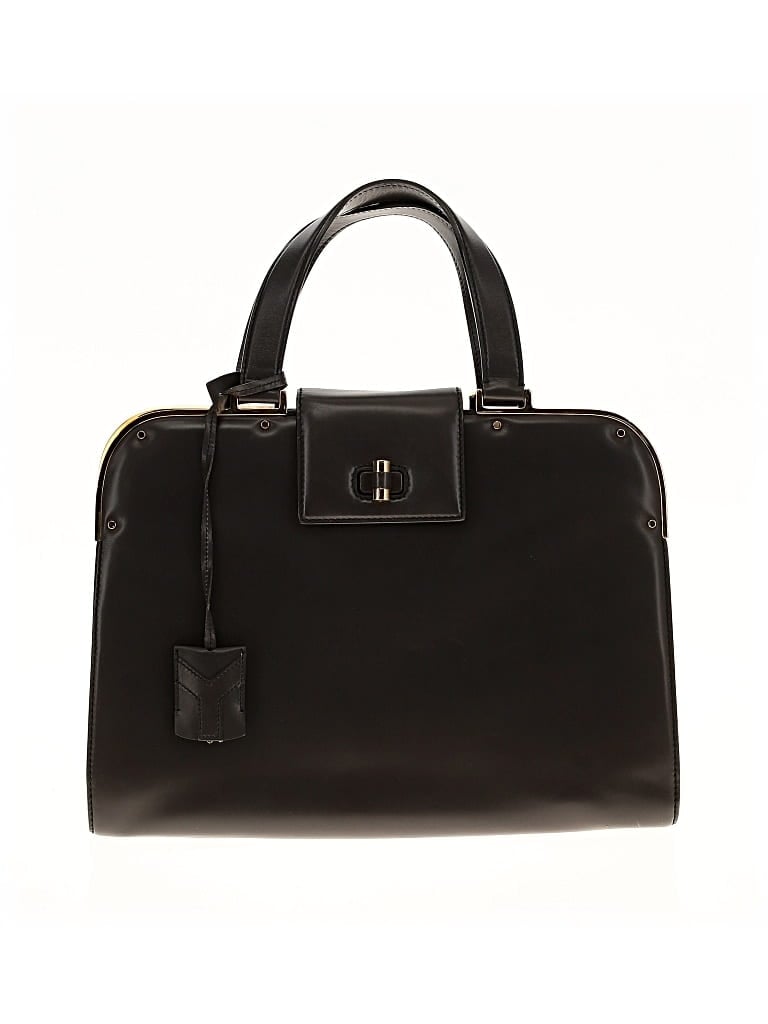 Pre-owned Yves Saint Laurent Rive Gauche Leather Satchel In Gray