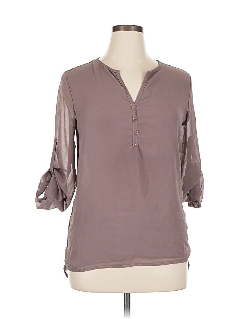 Pre-owned Unbranded 3/4 Sleeve Blouse In Gray