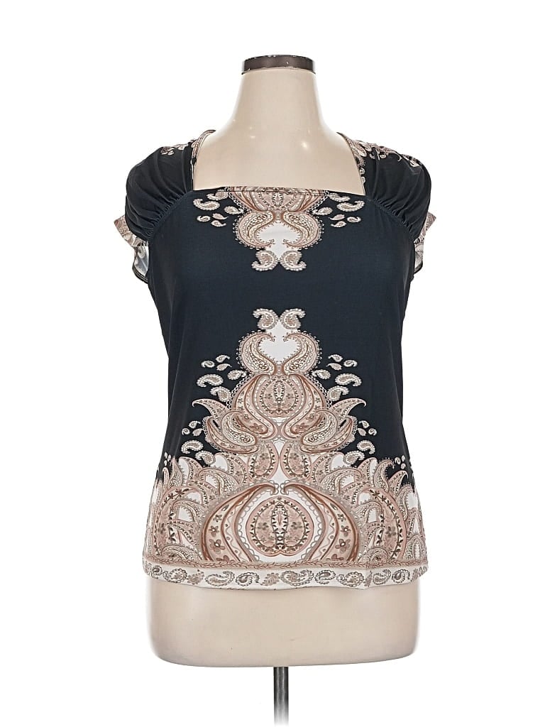 Pre-owned Venus Short Sleeve Top Gray Scoop Neck Tops