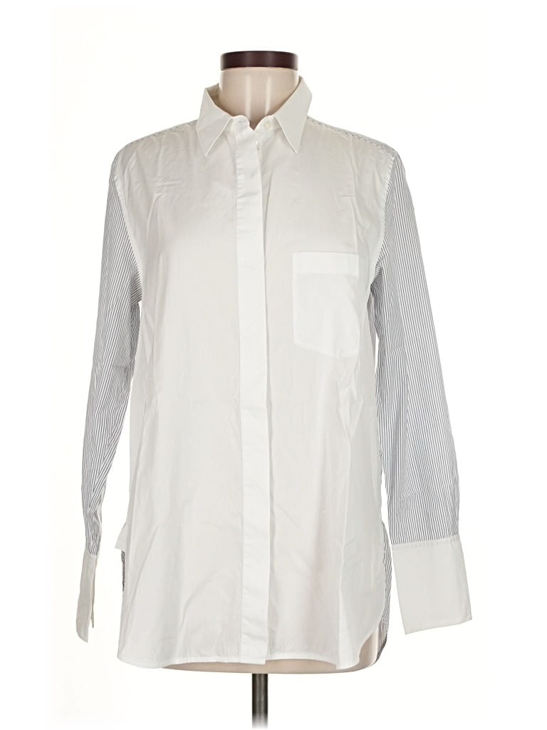 Pre-owned Vince Long Sleeve Button Down Shirt In Silver