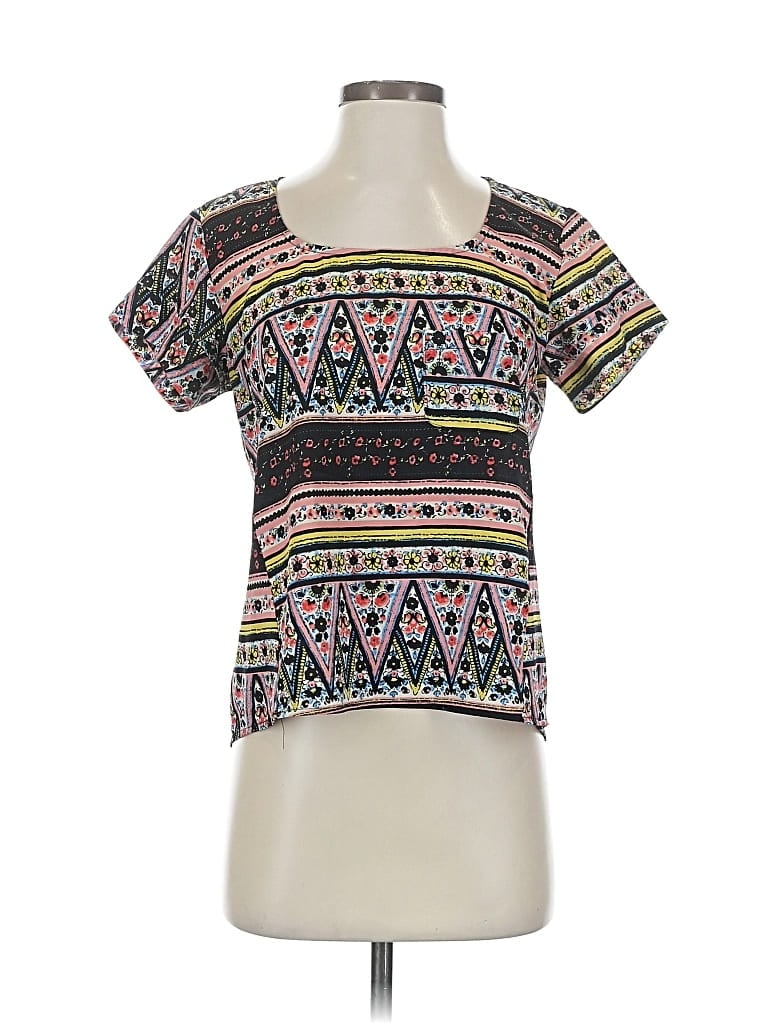 Pre-owned H.i.p. Happening In The Present Short Sleeve Top Pink Square Neckline Tops