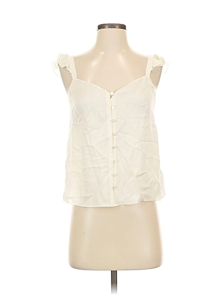 Pre-owned Theory Sleeveless Silk Top Ivory Sweetheart Neckline Tops In White