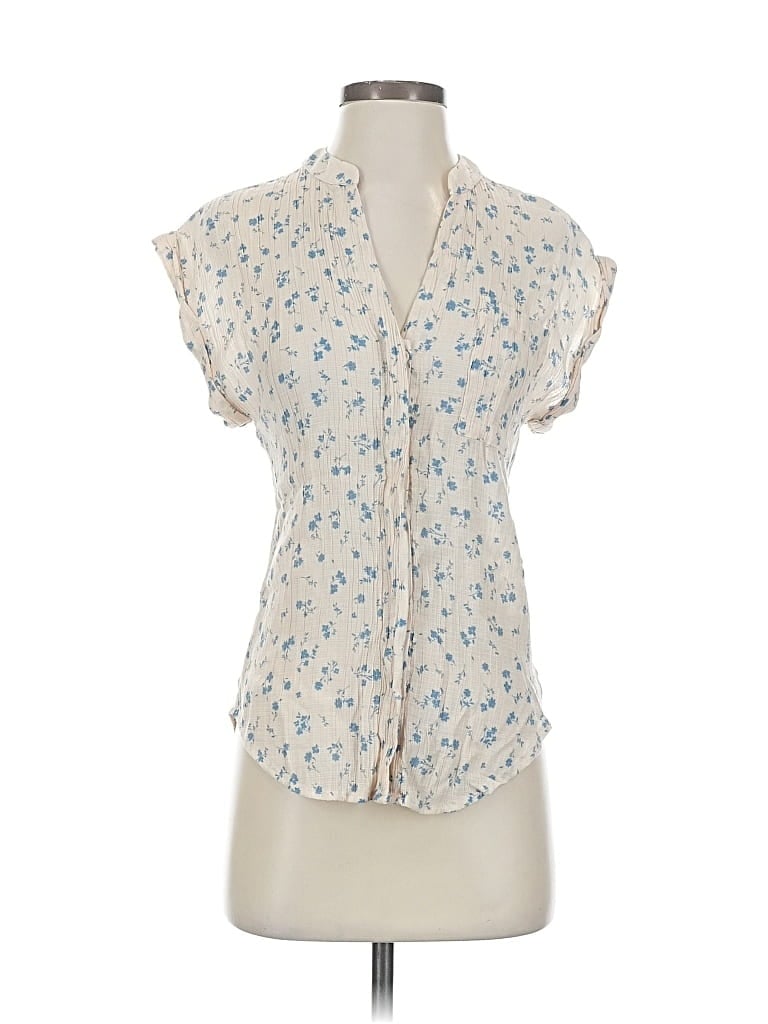 Pre-owned Active Usa Short Sleeve Blouse In White