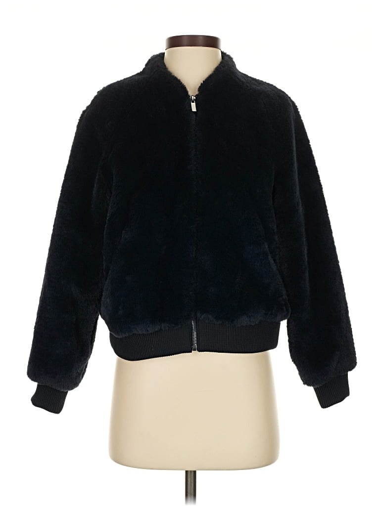 Pre-owned Banana Republic Factory Store Faux Fur Jacket In Black