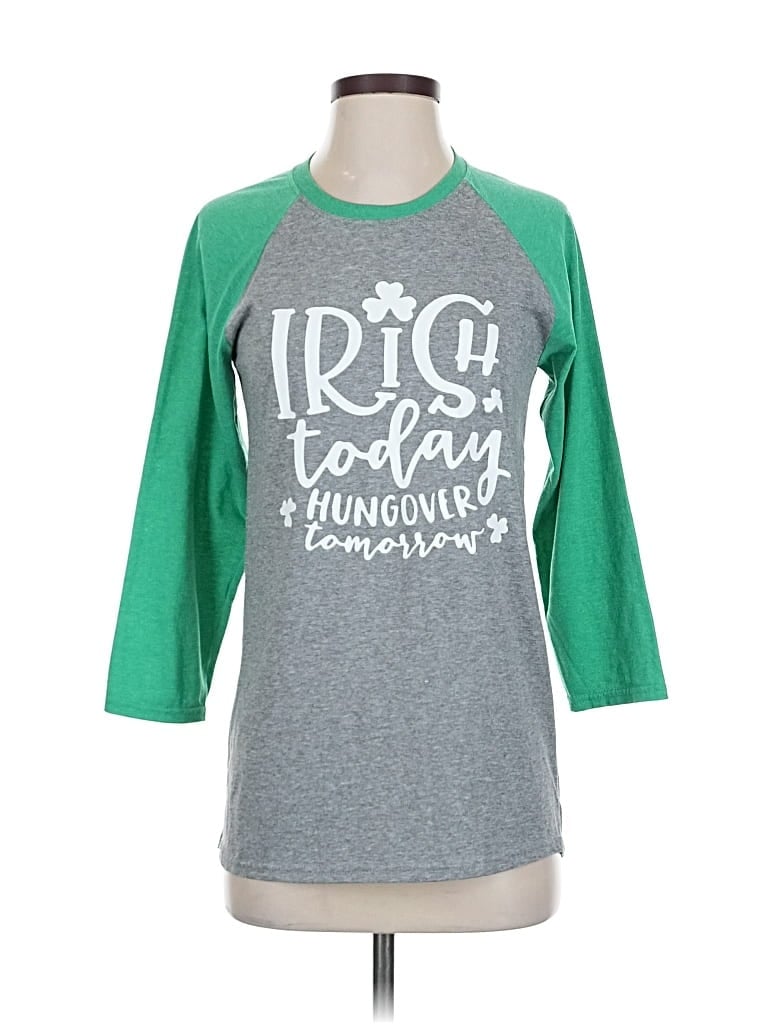 Pre-owned Jerzees 3/4 Sleeve T-shirt In Gray