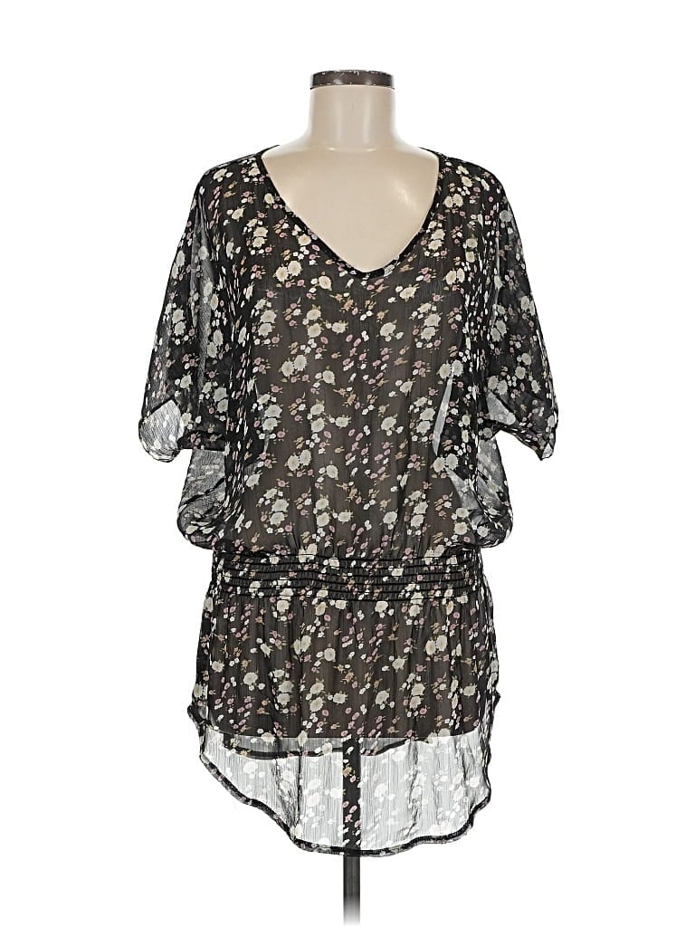 Pre-owned Express Short Sleeve Blouse In Black