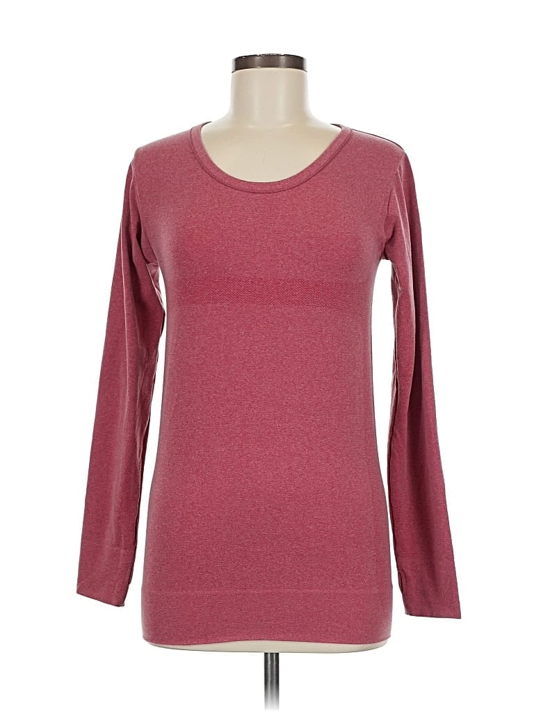 Pre-owned Zyia Active 3/4 Sleeve T-shirt In Burgundy