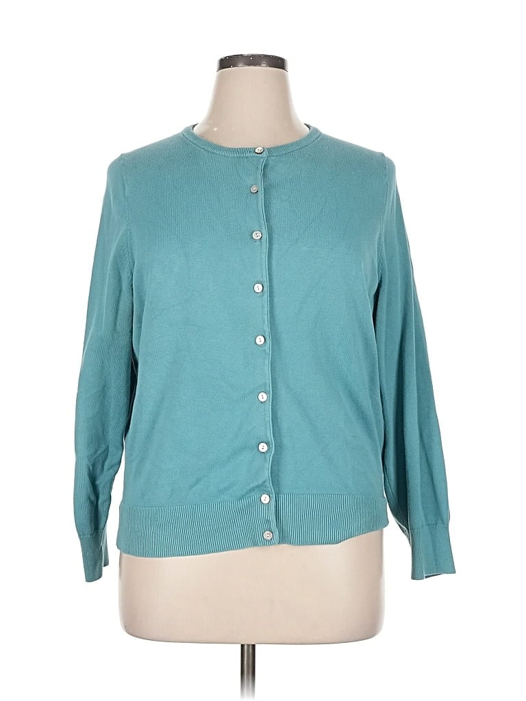 Pre-owned Lands' End Cardigan Sweater In Blue