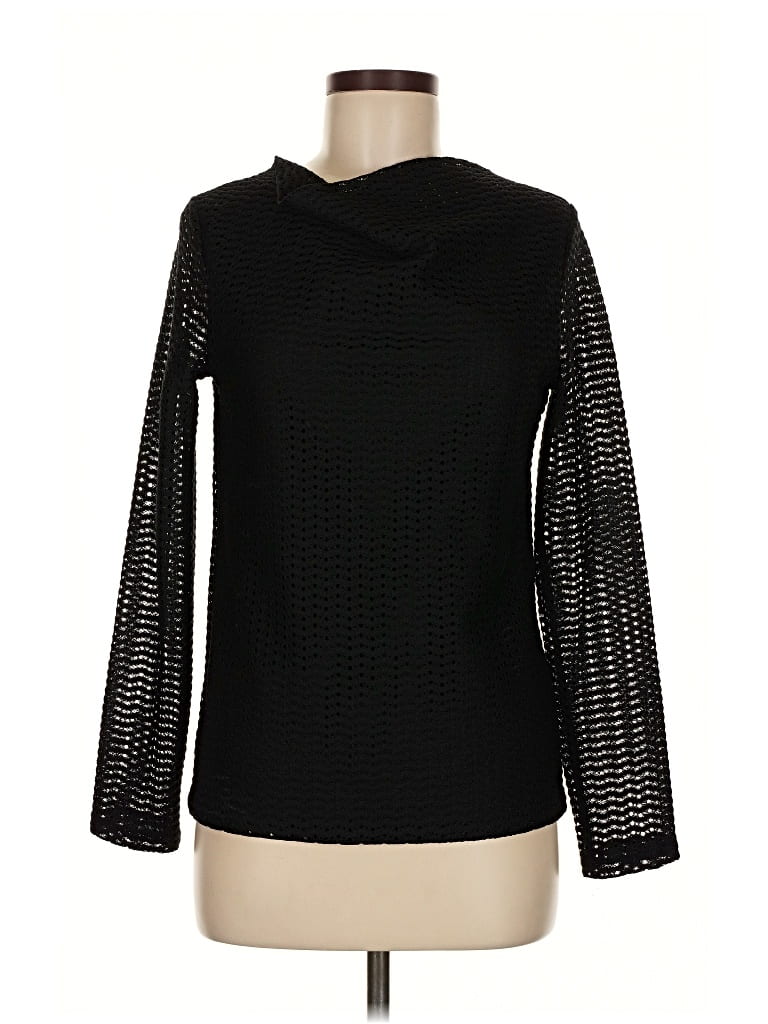 Pre-owned Jones New York Signature Long Sleeve Top Black Turtleneck Tops